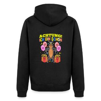 Achtung Ich Bin Schon 10 Geburtstag Ohrwurm - Unisex Premium Bio Zip Hoodie - Schwarz - Hinten - Nico (187cm)