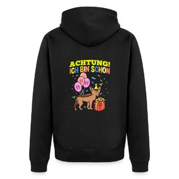 Achtung Ich Bin Schon 11 Geburtstag Schakal - Unisex Premium Bio Zip Hoodie - Schwarz - Hinten - Nico (187cm)