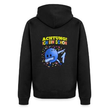 Achtung Ich Bin Schon 1 Geburtstag Bowlingkugel - Unisex Premium Bio Zip Hoodie - Schwarz - Hinten - Nico (187cm)