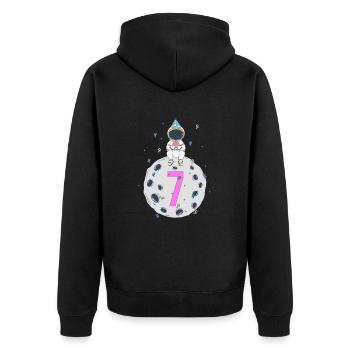 Fête d’anniversaire de l’espace du 7ème anniversaire - Veste à capuche bio Premium Unisexe - noir - Dos - Nico (187cm)