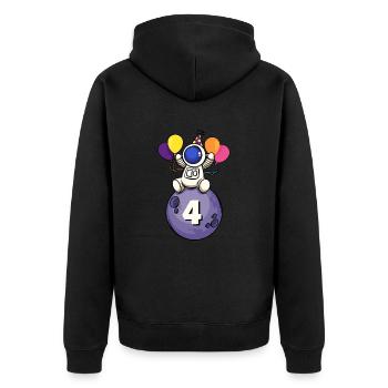 4 years old space birthday 4. - Unisex Premium Organic Zip Hoodie - black - Back - Nico (187cm)