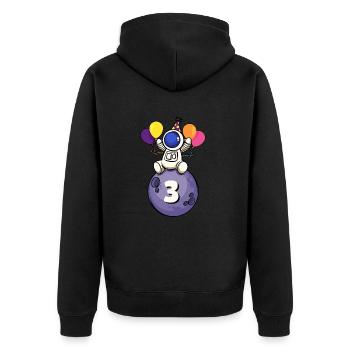 3 Jahre alt Weltraum Geburtstag 3. Geburtstag - Unisex Premium Bio Zip Hoodie - Schwarz - Hinten - Nico (187cm)