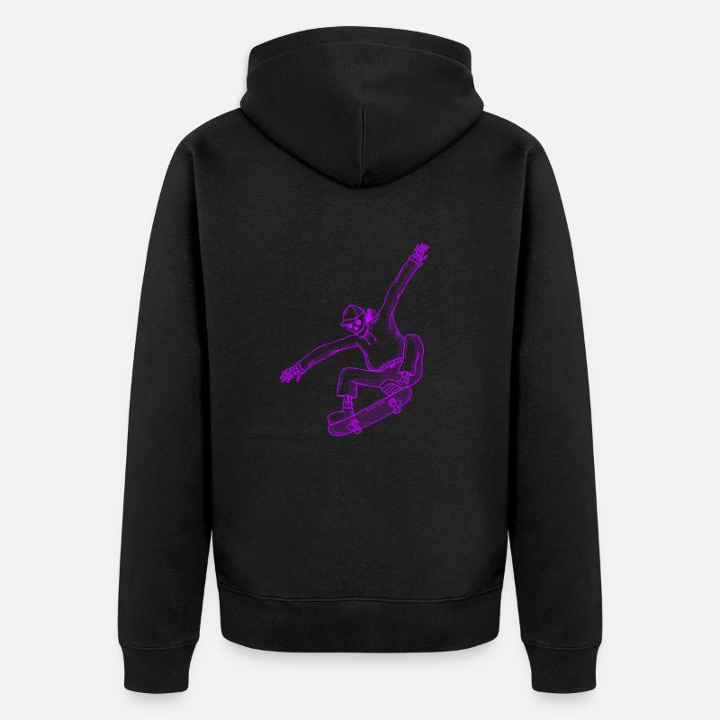 Skeleton Skater Halloween - Veste à capuche bio Premium Unisexe - noir