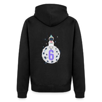 Fête d’anniversaire de l’espace du 6ème anniversaire - Veste à capuche bio Premium Unisexe - noir - Dos - Nico (187cm)