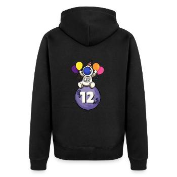 12 Jahre alt Weltraum Geburtstag 12.Geburtstag - Unisex Premium Bio Zip Hoodie - Schwarz - Hinten - Nico (187cm)