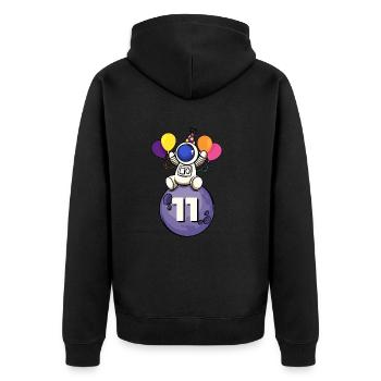 11 years old space birthday 11th birthday - Unisex Premium Organic Zip Hoodie - black - Back - Nico (187cm)