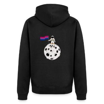 Bisexual astronaut on the moon Bi Pride flag - Unisex Premium Organic Zip Hoodie - black - Back - Nico (187cm)