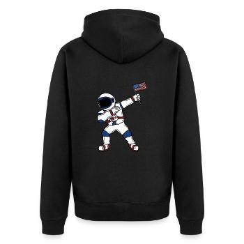 Dabbing American Astronaut July 4 - Unisex Premium Organic Zip Hoodie - black - Back - Nico (187cm)