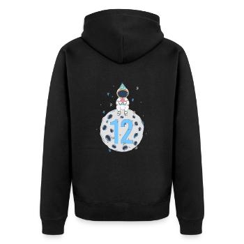 12th Birthday Space Birthday Party - Unisex Premium Organic Zip Hoodie - black - Back - Nico (187cm)