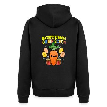 Achtung Ich Bin Schon 1 Geburtstag Karotte - Unisex Premium Bio Zip Hoodie - Schwarz - Hinten - Nico (187cm)