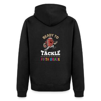 Ready to tackle fifth grade First day of school - Unisex Premium Organic Zip Hoodie - black - Back - Nico (187cm)