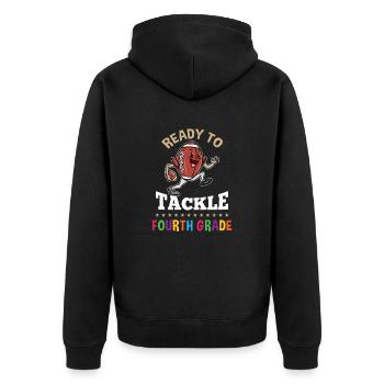 Ready To Tackle Fourth Grade Erster Schultag - Unisex Premium Bio Zip Hoodie - Schwarz - Hinten - Nico (187cm)