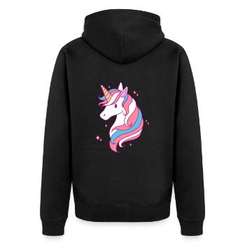 Trans Pride Unicorn LGBT Trans Ally - Unisex Premium Organic Zip Hoodie - black - Back - Nico (187cm)