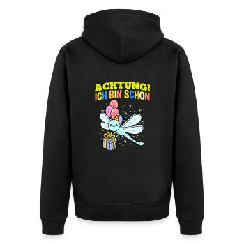 Achtung Ich Bin Schon 2 Geburtstag Libelle - Unisex Premium Bio Zip Hoodie - Schwarz - Hinten - Nico (187cm)