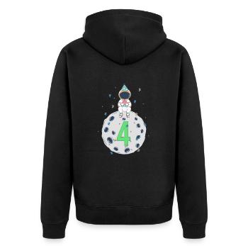 Fête d’anniversaire de l’espace de 4ème anniversaire - Veste à capuche bio Premium Unisexe - noir - Dos - Nico (187cm)