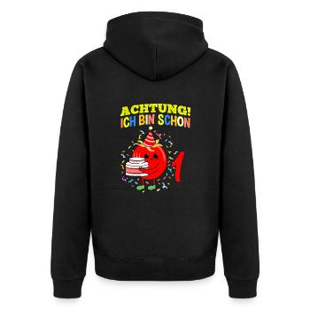 Achtung Ich Bin Schon 1 Geburtstag Tomate - Unisex Premium Bio Zip Hoodie - Schwarz - Hinten - Nico (187cm)
