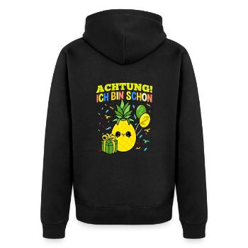 Achtung Ich Bin Schon 2 Geburtstag Ananas - Unisex Premium Bio Zip Hoodie - Schwarz - Hinten - Nico (187cm)