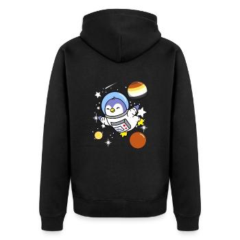 Pinguin Astronaut Gay Bear Pride - Unisex Premium Bio Zip Hoodie - Schwarz - Hinten - Nico (187cm)