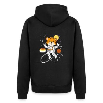 Tiger Astronaut Gay Bear Pride - Unisex Premium Bio Zip Hoodie - Schwarz - Hinten - Nico (187cm)
