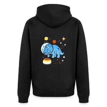 Triceratops Astronaut Gay Bear Pride - Unisex Premium Bio Zip Hoodie - Schwarz - Hinten - Nico (187cm)