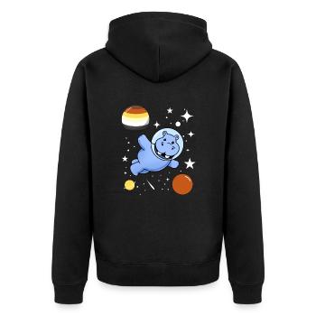 Nilpferd Astronaut Gay Bear Pride - Unisex Premium Bio Zip Hoodie - Schwarz - Hinten - Nico (187cm)