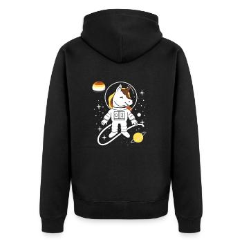 Einhorn Astronaut Gay Bear Pride - Unisex Premium Bio Zip Hoodie - Schwarz - Hinten - Nico (187cm)