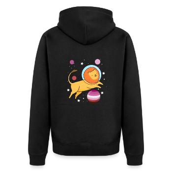 Löwe Astronaut Gay Bear Pride - Unisex Premium Bio Zip Hoodie - Schwarz - Hinten - Nico (187cm)