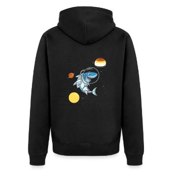 Hai Astronaut Gay Bear Pride - Unisex Premium Bio Zip Hoodie - Schwarz - Hinten - Nico (187cm)