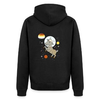 Ziege Astronaut Gay Bear Pride - Unisex Premium Bio Zip Hoodie - Schwarz - Hinten - Nico (187cm)