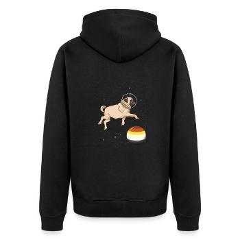 Mops im Weltraum Gay Bear Pride - Unisex Premium Bio Zip Hoodie - Schwarz - Hinten - Nico (187cm)