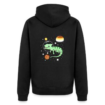 Chameleon Astronaut Gay Bear Pride - Unisex Premium Organic Zip Hoodie - black - Back - Nico (187cm)