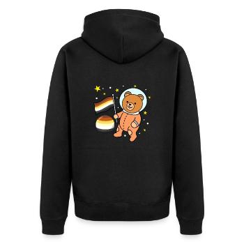 Cute Bear Astronaut Gay Bear Pride - Unisex Premium Organic Zip Hoodie - black - Back - Nico (187cm)
