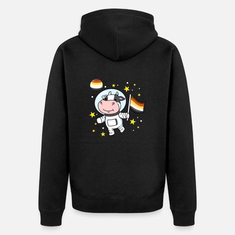 Cow Astronaute Gay Bear Pride - Veste à capuche bio Premium Unisexe - noir