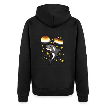 Orca im Weltraum Gay Bear Pride - Unisex Premium Bio Zip Hoodie - Schwarz - Hinten - Nico (187cm)