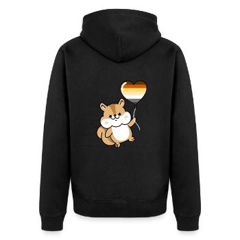 Eichhörnchen Herzballon Gay Bear - Unisex Premium Bio Zip Hoodie - Schwarz - Hinten - Nico (187cm)