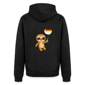 Faultier Herzballon Gay Bear - Unisex Premium Bio Zip Hoodie - Schwarz - Hinten - Nico (187cm)