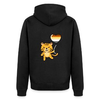 Tiger Herzballon Gay Bear - Unisex Premium Bio Zip Hoodie - Schwarz - Hinten - Nico (187cm)