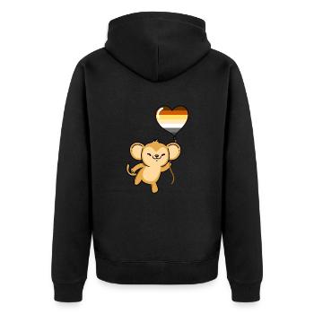 Affe Herzballon Gay Bear - Unisex Premium Bio Zip Hoodie - Schwarz - Hinten - Nico (187cm)