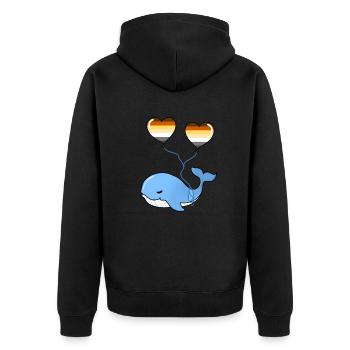 Wal Herzballon Gay Bear - Unisex Premium Bio Zip Hoodie - Schwarz - Hinten - Nico (187cm)