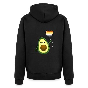 Avocado with Gay Bear Pride Balloon - Unisex Premium Organic Zip Hoodie - black - Back - Nico (187cm)