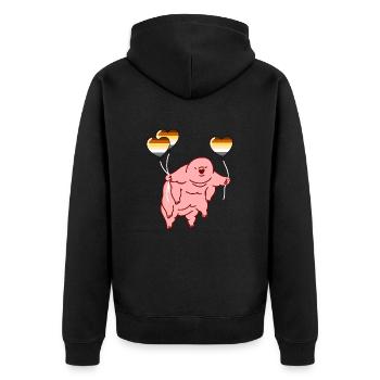 Bärtierchen Ballon Gay Bear Pride - Unisex Premium Bio Zip Hoodie - Schwarz - Hinten - Nico (187cm)
