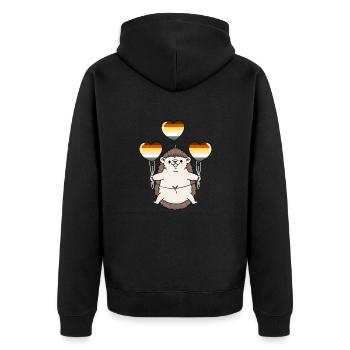 Igel Ballon Gay Bear - Unisex Premium Bio Zip Hoodie - Schwarz - Hinten - Nico (187cm)