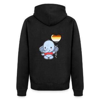 Elefant Herzballon Gay Bear - Unisex Premium Bio Zip Hoodie - Schwarz - Hinten - Nico (187cm)