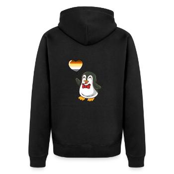 Pinguin Herzballon Gay Bear Pride - Unisex Premium Bio Zip Hoodie - Schwarz - Hinten - Nico (187cm)