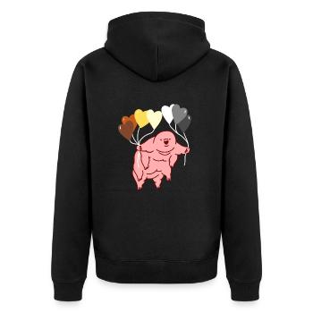 Bärtierchen Herzballon Gay Bear - Unisex Premium Bio Zip Hoodie - Schwarz - Hinten - Nico (187cm)