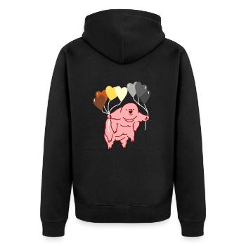 Bärtierchen Herzballon Gay Bear Pride - Unisex Premium Bio Zip Hoodie - Schwarz - Hinten - Nico (187cm)