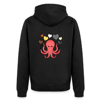 Oktopus Herzballon Gay Bear Pride - Unisex Premium Bio Zip Hoodie - Schwarz - Hinten - Nico (187cm)