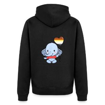 Elefant Herzballon Gay Bear Pride - Unisex Premium Bio Zip Hoodie - Schwarz - Hinten - Nico (187cm)