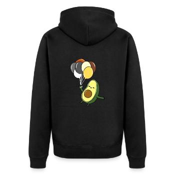 Avocado Ballon Gay Bear Pride - Unisex Premium Bio Zip Hoodie - Schwarz - Hinten - Nico (187cm)