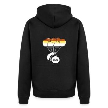 Panda Ballon Gay Bear Pride - Unisex Premium Bio Zip Hoodie - Schwarz - Hinten - Nico (187cm)